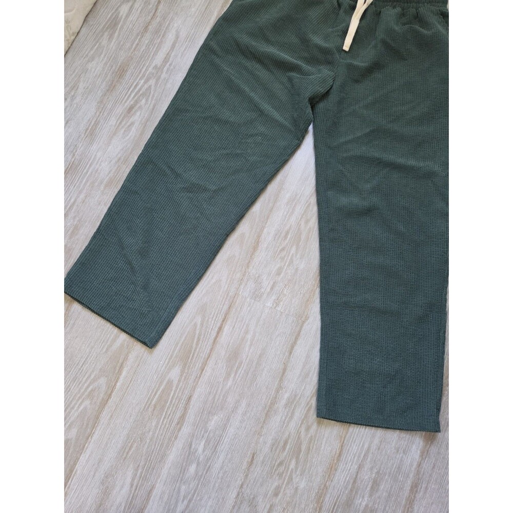 Super Massive Green Corduroy Lounge Pants Drawstring Wide Leg Womens Sz L EUC - Picture 3 of 9